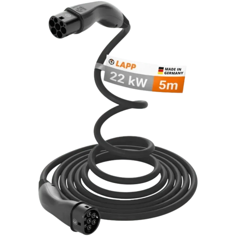 Câble de recharge Helix pour voiture électrique - Type 2 - 22KW - 5M Wentronic