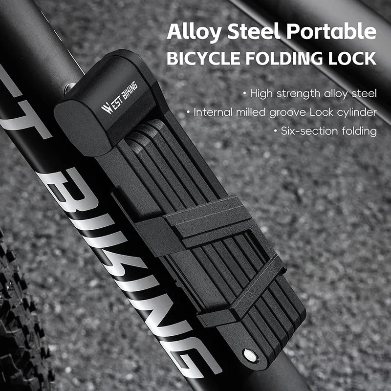 Antivol pliable de 87 cm en acier allié haute sécurité pour VTT, vélo de route, vélo électrique "WEST BIKING - PFL002"