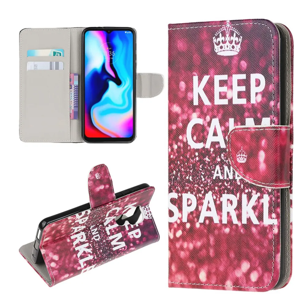 Wonderland Motorola Moto E7 Plus / G9 Play flip case - Keep Calm And Sparkle (Garde Ton Calme Et Brille)
