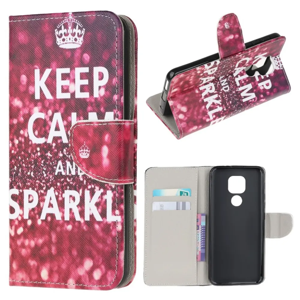 Wonderland Motorola Moto E7 Plus / G9 Play flip case - Keep Calm And Sparkle (Garde Ton Calme Et Brille)