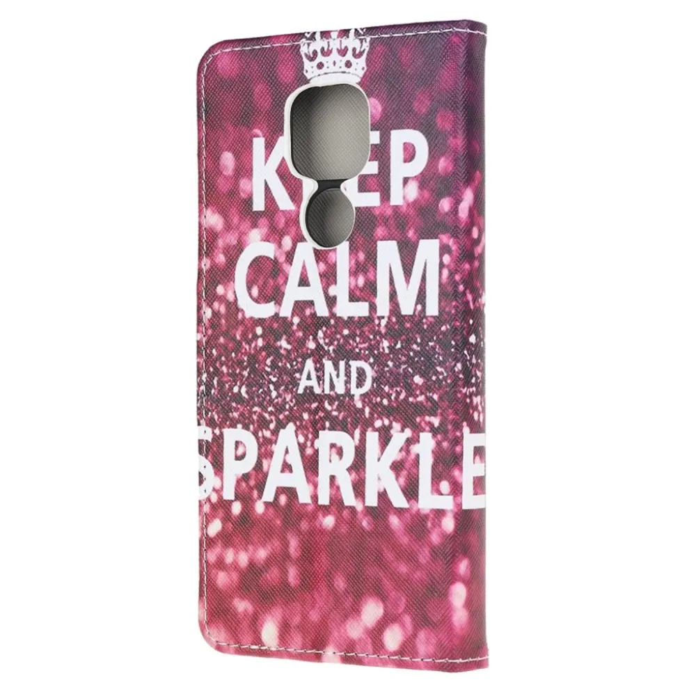 Wonderland Motorola Moto E7 Plus / G9 Play flip case - Keep Calm And Sparkle (Garde Ton Calme Et Brille)