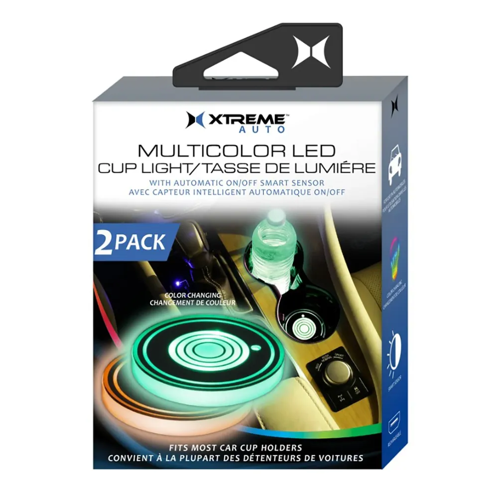 Xtreme - Ensemble de 2 Lumières LED pour Porte-Gobelet de Voiture, 2.7" de Diamètre