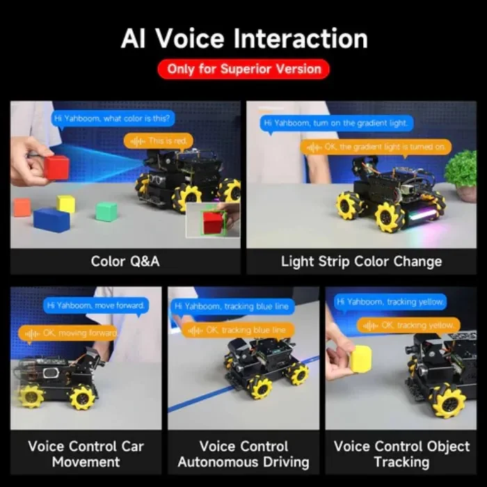 Yahboom Raspbot V2 Robot Voiture Grand Modèle IA avec Raspberry Pi 5 8GB