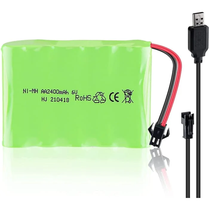 Batterie 6V Ni-Mh 2400 mAh pour télécommande de voiture + câble de charge USB YUNIQUE GREEN-CLEAN-POWER