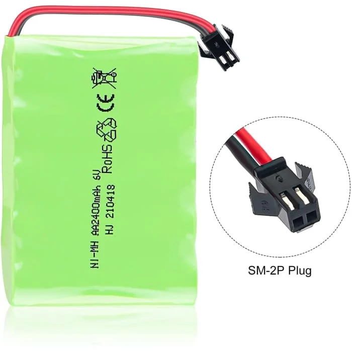 Batterie 6V Ni-Mh 2400 mAh pour télécommande de voiture + câble de charge USB YUNIQUE GREEN-CLEAN-POWER