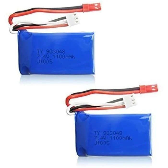 2 Pièces 7.4V 1100mAh Batteries pour Voiture Drone Wltoys A949 A959 A969 A979 V912 V913 V262 L959 T23 T55 F45 YUNIQUE GREE...