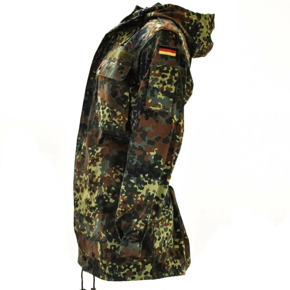 Veste de combat originale de l'armée allemande parka militaire à capuche Flecktarn combat