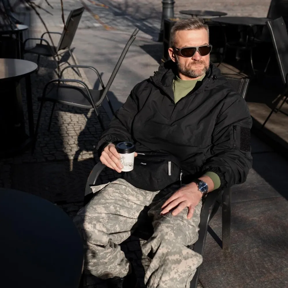 Veste militaire allemande MIL-TEC coupe-vent de combat à capuche doublée polaire noire NEUF