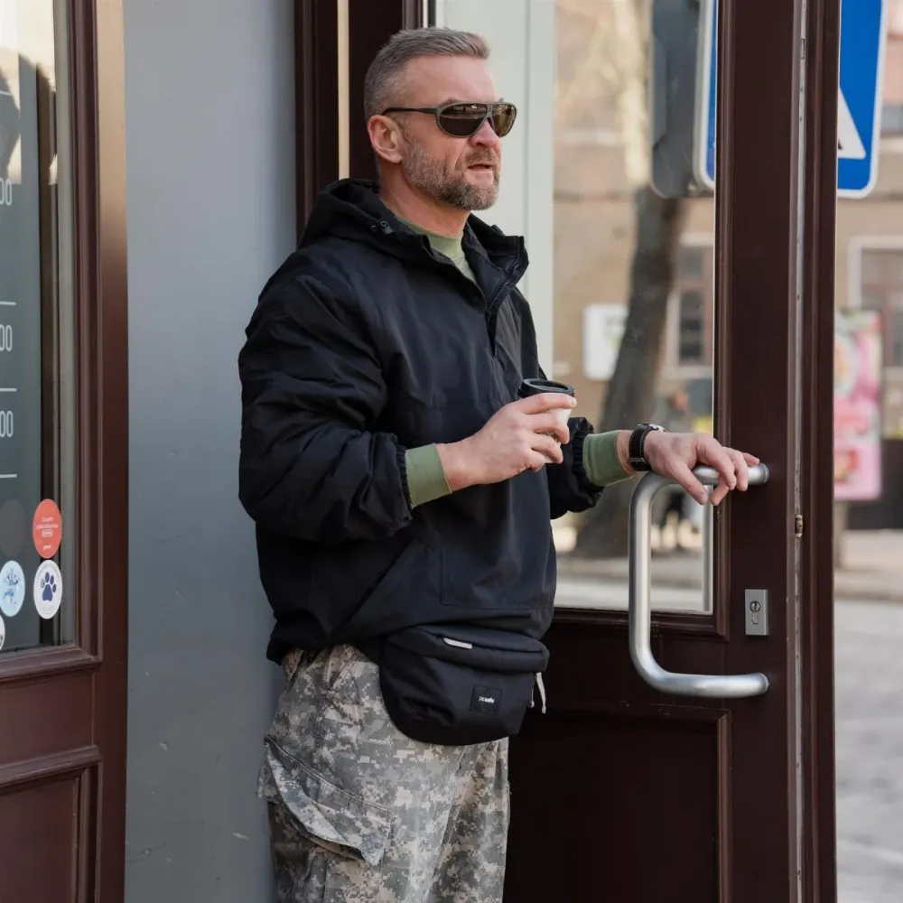 Veste militaire allemande MIL-TEC coupe-vent de combat à capuche doublée polaire noire NEUF