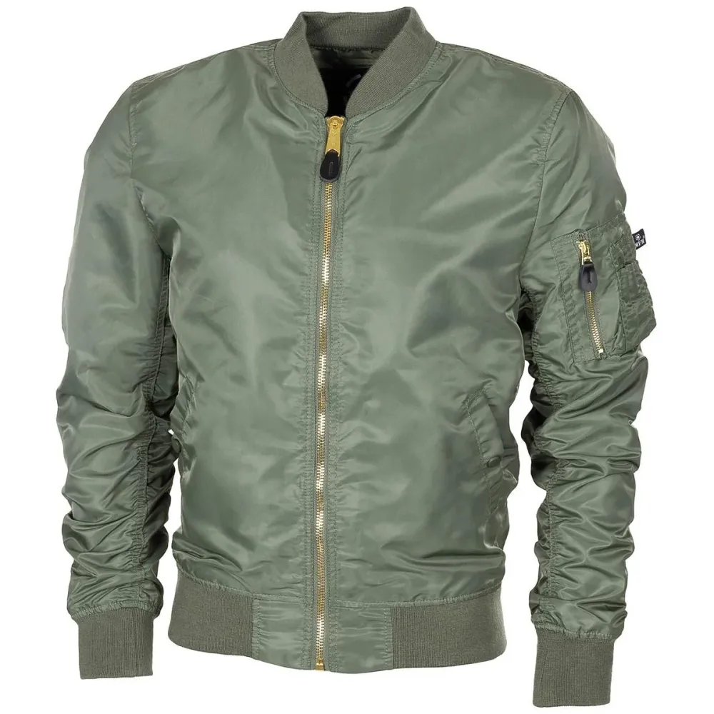 Veste de style militaire américain Bomber MA1 coupe-vent olive uniforme d'équipage des forces ériennes NEUF