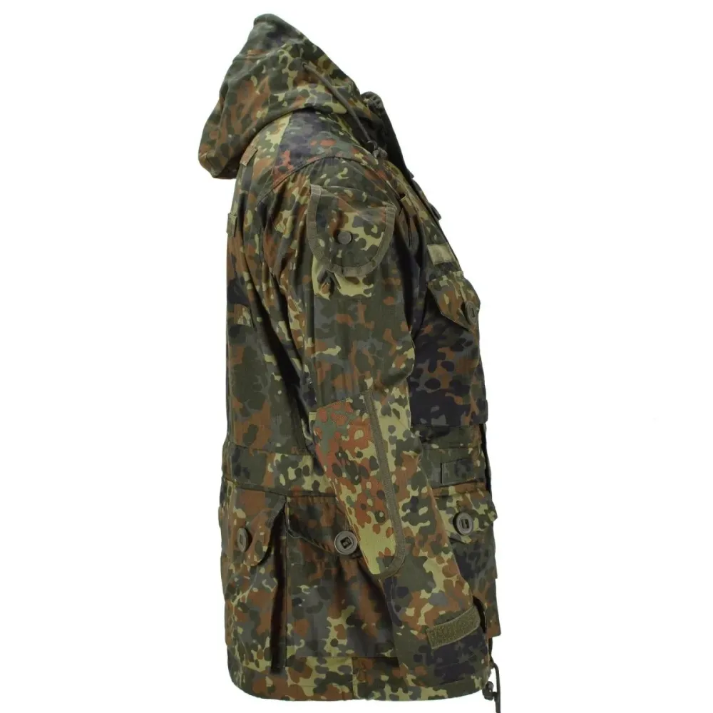 Protection pare-brise Veste de marque Mil-Tec RipStop Smock armée allemande Flecktarn Camo Parka Vêtements pour hommes