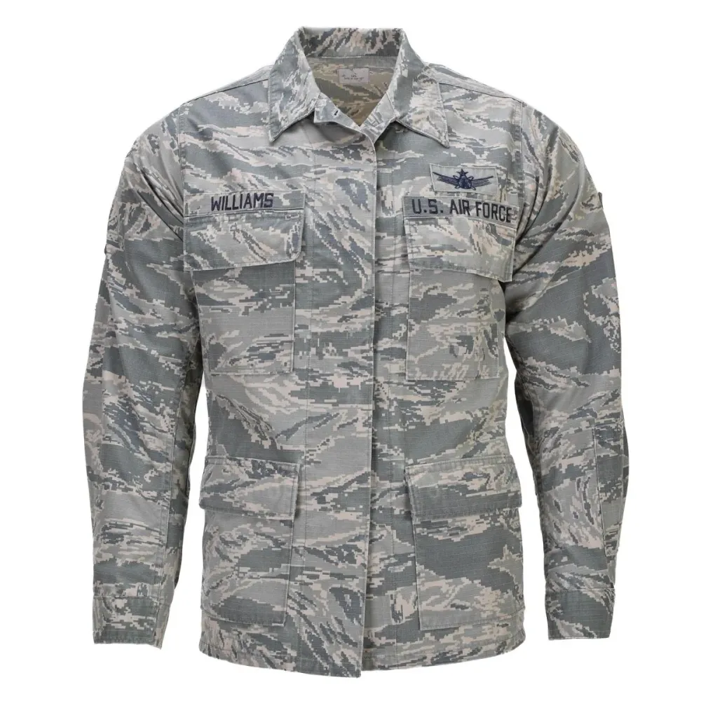Veste d'uniforme militaire américaine originale pour femme Rip Stop Électronique Tiger Stripe Camo