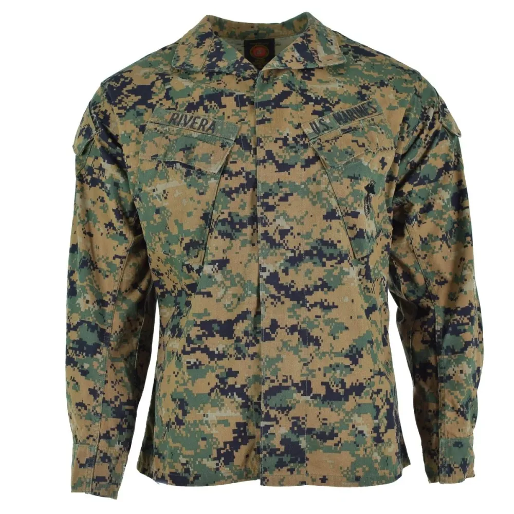 Veste originale de l'armée américaine BDU, chemise à camouflage numérique Woodland, édition militaire en Polyester renforcé