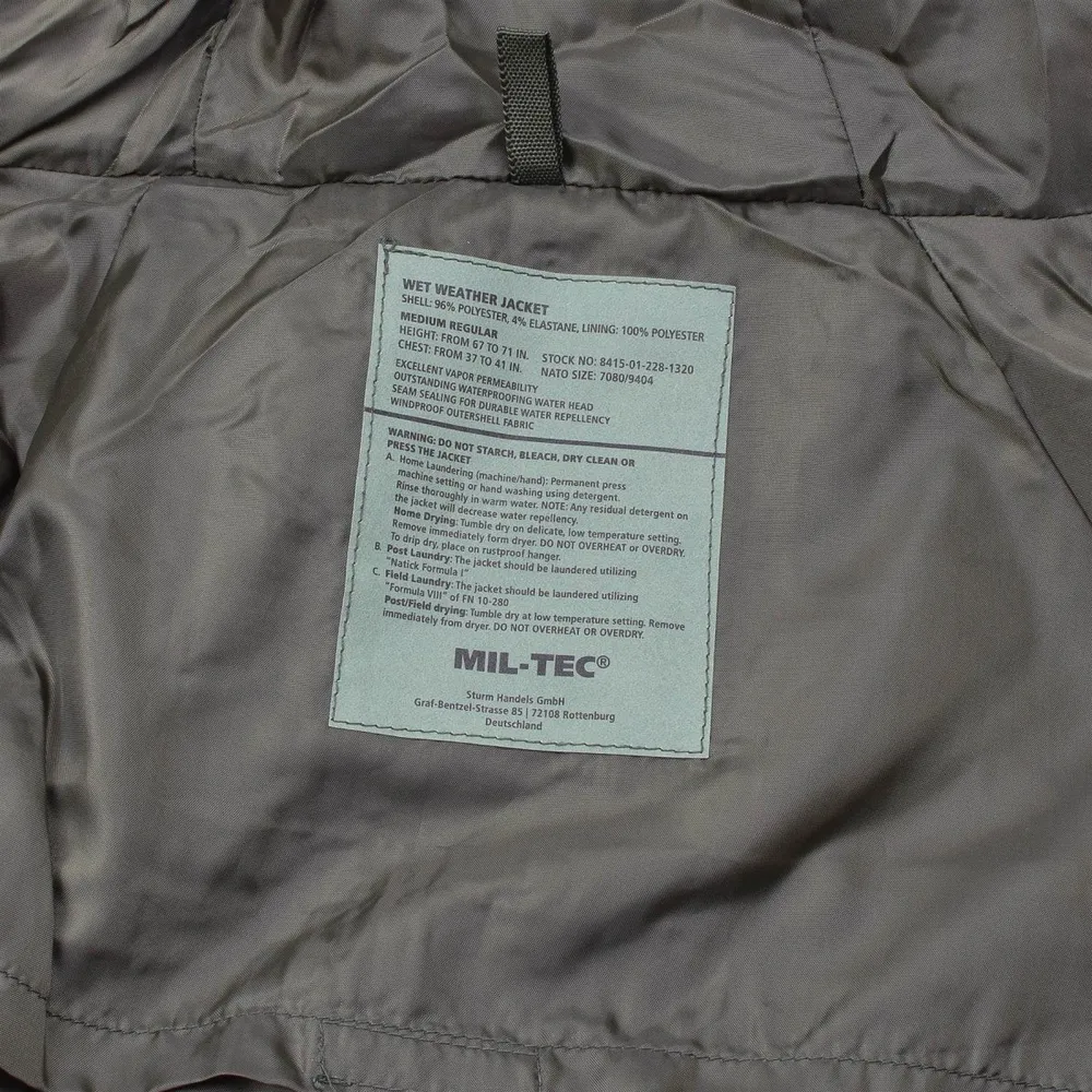 Veste style militaire MIL-TEC pour temps humide et boisé, 3 couches, coupe-vent, Goretex, NEUF avec Revêtement imperméable